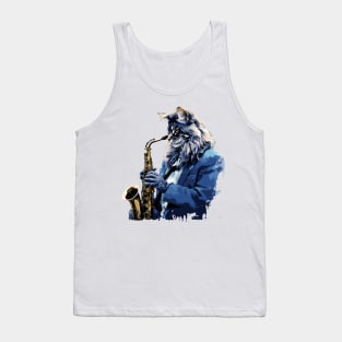 Maine Coon Cat Playing Saxophone Tank Top